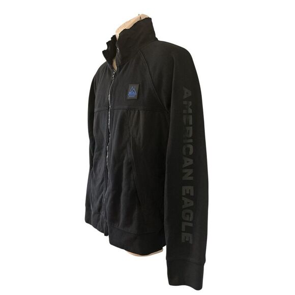 American Eagle Men’s Black Zip-Up Jacket Size Medium - Picture 2 of 10